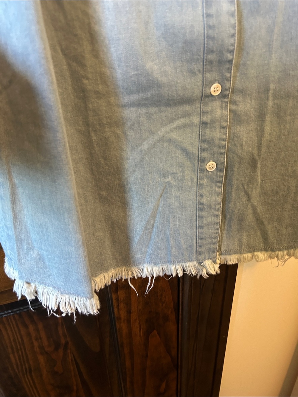 Light Wash Denim Tunic Shirt Dress - Blue - Picture 7 of 11